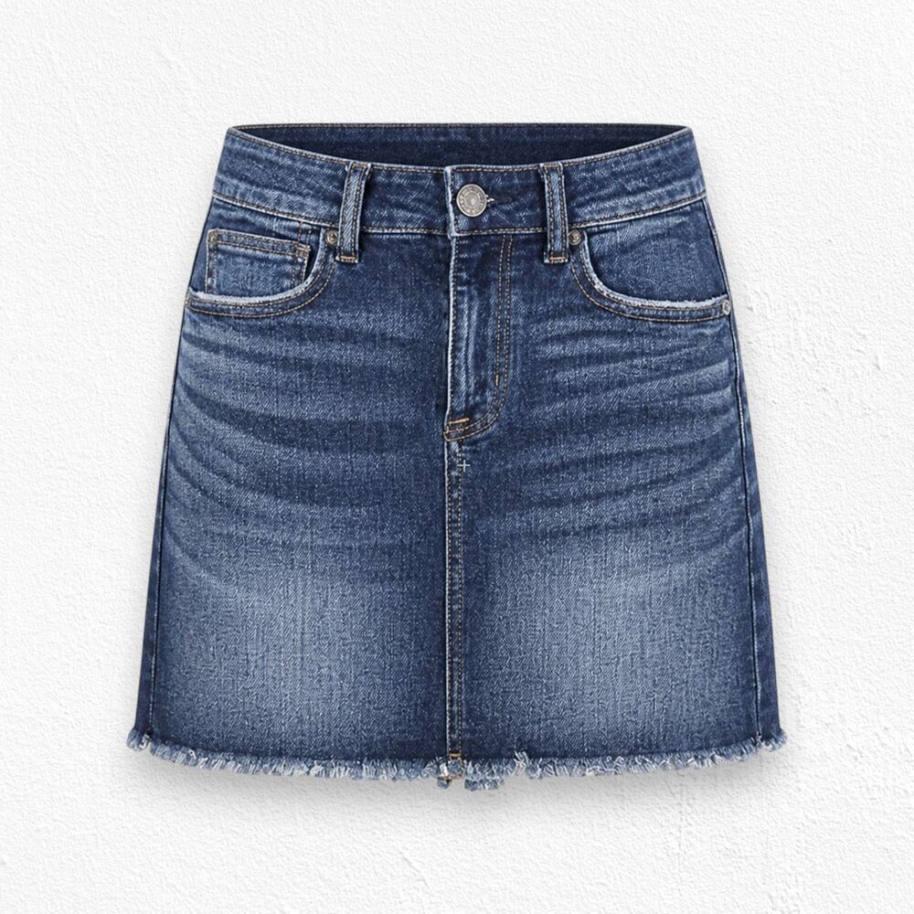 American Eagle Medium Wash Next Level Stretch High Rise Mini Denim Skirt Size 4
